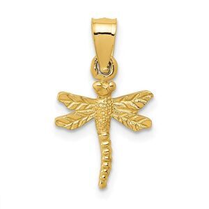 14k Yellow Gold Mini Satin Dragonfly Pendant
